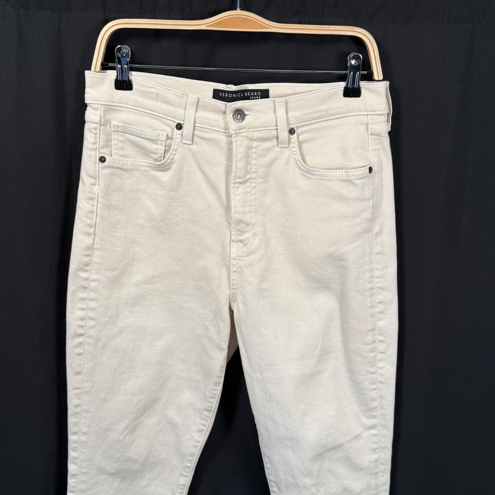 Veronica Beard Carly Kick Flare High Rise Jeans White Ivory Size 30 - Picture 3 of 11